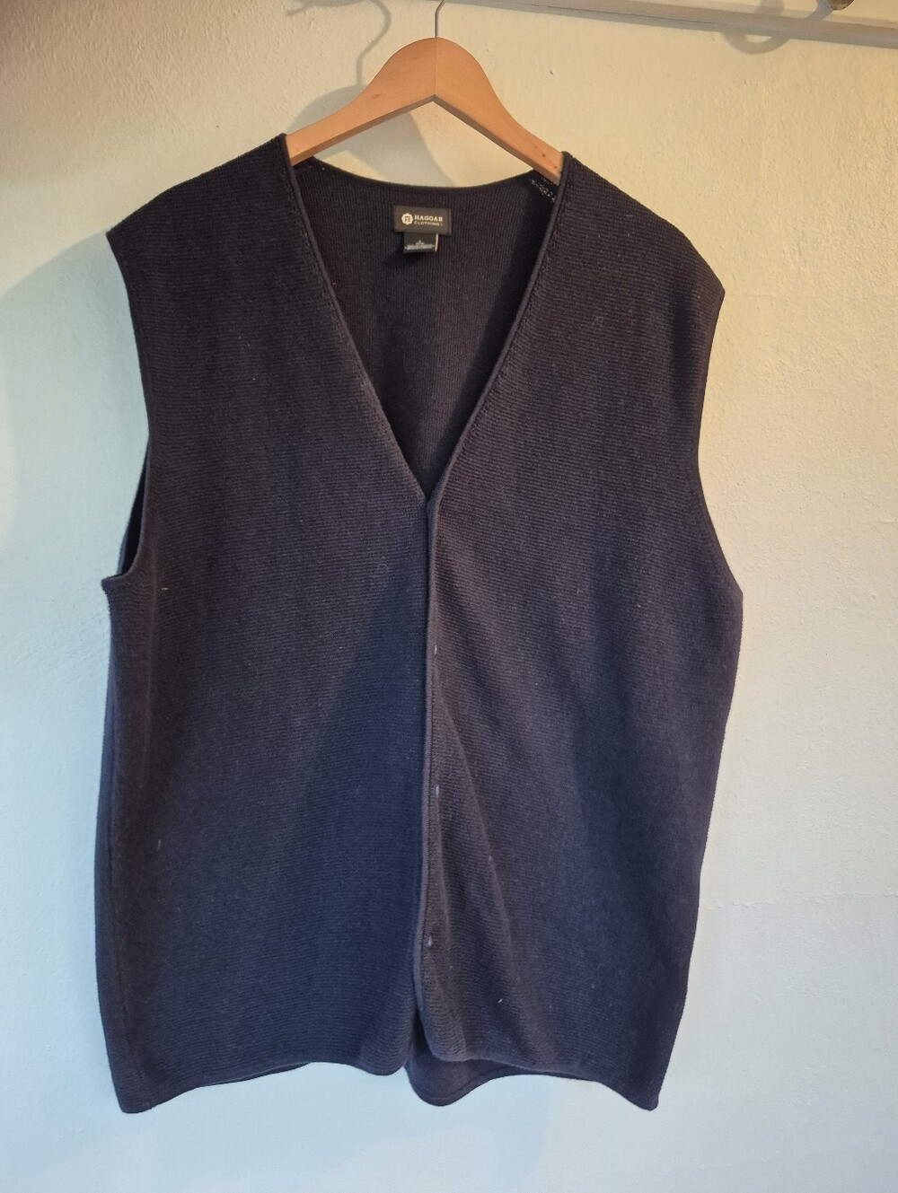 Cotton Wool Blend Sweater Best By Haggar Mens  Large Navy Blue
